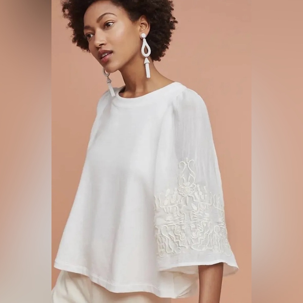 Anthropologie Eri+Ali Kathleen Embroidered Poncho Blouse Top. Never worn.